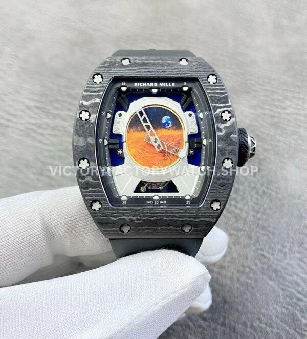 YS Factory Richard Mille RM52-05 43mm Carbon Fiber Black Rubber Strap Skeletonized Dial (7) YS Factory Richard Mille RM 52-05 carbon fiber black rubber strap skeletonized dial