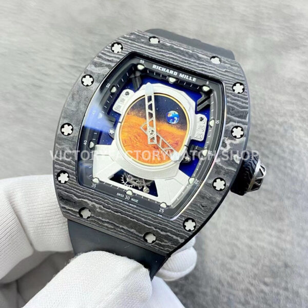 YS Factory Richard Mille RM52-05 43mm Carbon Fiber Black Rubber Strap Skeletonized Dial (8) YS Factory Richard Mille RM52-05 43mm Carbon Fiber Black Rubber Strap Skeletonized Dial