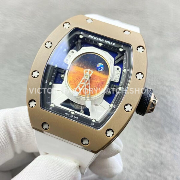 YS Factory Richard Mille RM 52-05 43mm Carbon Fiber White Rubber Strap Skeletonized Dial