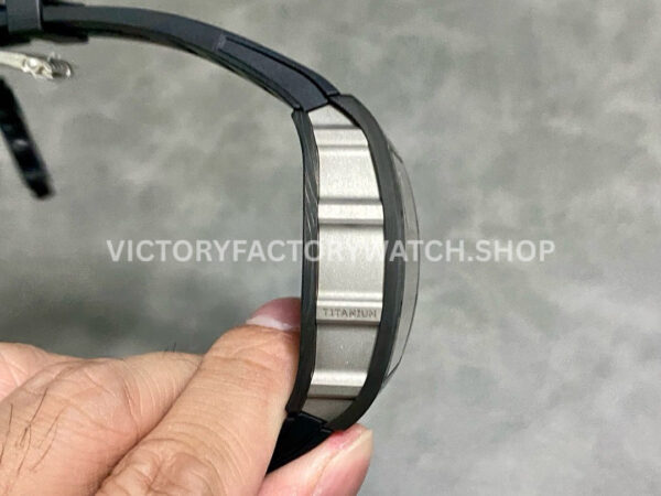 ZF Factory Richard Mille RM 055 42.7mm Carbon Fiber Black Rubber Strap Skeletonized Black Dial (1) ZF Factory Richard Mille RM 055 42.7mm Carbon Fiber Black Rubber Strap Skeletonized Black Dial