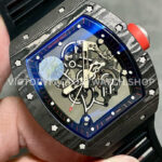 ZF Factory Richard Mille RM 055 42.7mm Carbon Fiber Black Rubber Strap Skeletonized Black Dial (2) ZF Factory Richard Mille RM 055 42.7mm Carbon Fiber Black Rubber Strap Skeletonized Black Dial