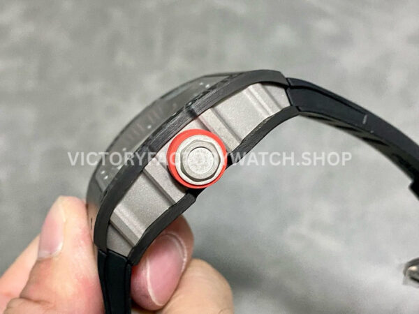 ZF Factory Richard Mille RM 055 42.7mm Carbon Fiber Black Rubber Strap Skeletonized Black Dial (3) ZF Factory Richard Mille RM 055 42.7mm Carbon Fiber Black Rubber Strap Skeletonized Black Dial