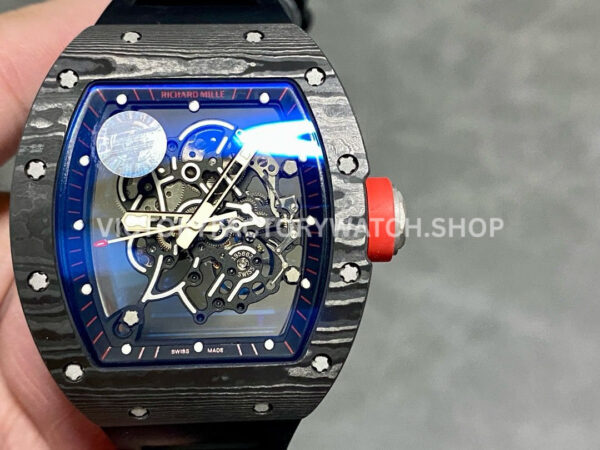 ZF Factory Richard Mille RM 055 42.7mm Carbon Fiber Black Rubber Strap Skeletonized Black Dial (5) ZF Factory Richard Mille RM 055 carbon fiber black rubber strap skeletonized black dial