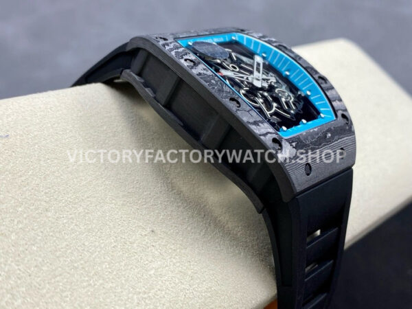 ZF Factory Richard Mille RM 055 42.7mm Carbon Fiber Black Rubber Strap Skeletonized Blue Dial
