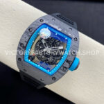 ZF Factory Richard Mille RM 055 42.7mm Carbon Fiber Black Rubber Strap Skeletonized Blue Dial
