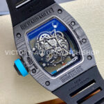 ZF Factory Richard Mille RM 055 42.7mm Carbon Fiber Black Rubber Strap Skeletonized Blue Dial