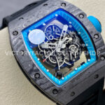 ZF Factory Richard Mille RM 055 42.7mm Carbon Fiber Black Rubber Strap Skeletonized Blue Dial