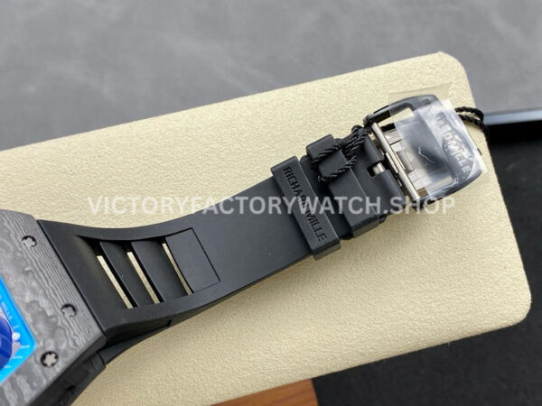 ZF Factory Richard Mille RM 055 42.7mm Carbon Fiber Black Rubber Strap Skeletonized Blue Dial