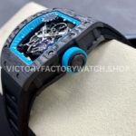 ZF Factory Richard Mille RM 055 42.7mm Carbon Fiber Black Rubber Strap Skeletonized Blue Dial