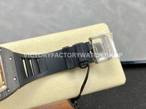 ZF Factory Richard Mille RM 055 42.7mm Carbon Fiber Black Rubber Strap Skeletonized Rose Gold Dial