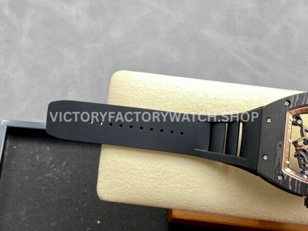 ZF Factory Richard Mille RM 055 42.7mm Carbon Fiber Black Rubber Strap Skeletonized Rose Gold Dial