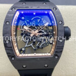 ZF Factory Richard Mille RM 055 carbon fiber black rubber strap skeletonized rose gold dial