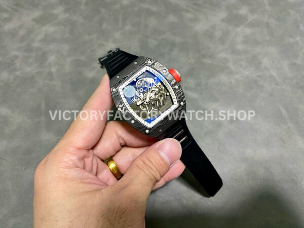 ZF Factory Richard Mille RM 055 42.7mm Carbon Fiber Black Rubber Strap Skeletonized White Dial (1) ZF Factory Richard Mille RM 055 42.7mm Carbon Fiber Black Rubber Strap Skeletonized White Dial
