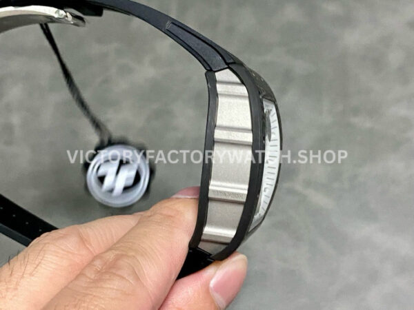 ZF Factory Richard Mille RM 055 42.7mm Carbon Fiber Black Rubber Strap Skeletonized White Dial (2) ZF Factory Richard Mille RM 055 42.7mm Carbon Fiber Black Rubber Strap Skeletonized White Dial