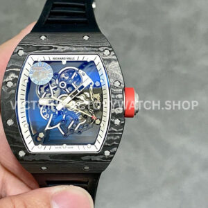 ZF Factory Richard Mille RM 055 carbon fiber black rubber strap skeletonized white dial