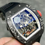 ZF Factory Richard Mille RM 055 42.7mm Carbon Fiber Black Rubber Strap Skeletonized White Dial (5) ZF Factory Richard Mille RM 055 42.7mm Carbon Fiber Black Rubber Strap Skeletonized White Dial