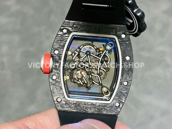 ZF Factory Richard Mille RM 055 42.7mm Carbon Fiber Black Rubber Strap Skeletonized White Dial (6) ZF Factory Richard Mille RM 055 42.7mm Carbon Fiber Black Rubber Strap Skeletonized White Dial