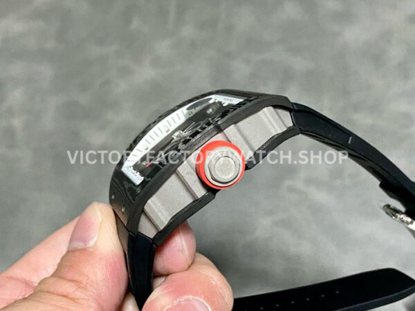 ZF Factory Richard Mille RM 055 42.7mm Carbon Fiber Black Rubber Strap Skeletonized White Dial (8) ZF Factory Richard Mille RM 055 42.7mm Carbon Fiber Black Rubber Strap Skeletonized White Dial