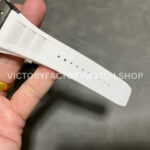 ZF Factory Richard Mille RM 055 42.7mm Carbon Fiber White Rubber Strap Skeletonized White Red Dial