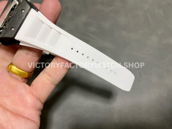 ZF Factory Richard Mille RM 055 42.7mm Carbon Fiber White Rubber Strap Skeletonized White Red Dial