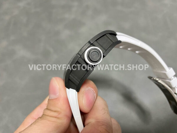 ZF Factory Richard Mille RM 055 42.7mm Carbon Fiber White Rubber Strap Skeletonized White Red Dial