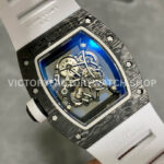 ZF Factory Richard Mille RM 055 42.7mm Carbon Fiber White Rubber Strap Skeletonized White Red Dial