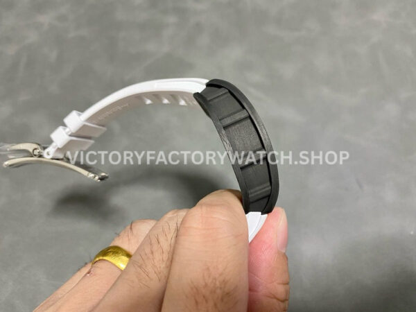 ZF Factory Richard Mille RM 055 42.7mm Carbon Fiber White Rubber Strap Skeletonized White Red Dial