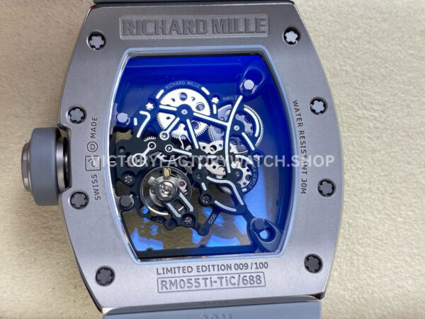 ZF Factory Richard Mille RM 055 42.7mm Full Grey Ceramic Rubber Strap Skeletonized Grey Dial