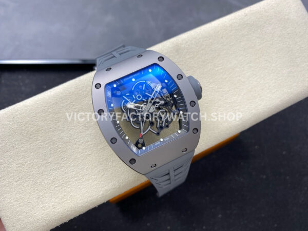 ZF Factory Richard Mille RM 055 42.7mm Full Grey Ceramic Rubber Strap Skeletonized Grey Dial