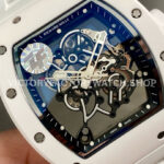 ZF Factory Richard Mille RM 055 42.7mm White Ceramic White Rubber Strap Skeletonized White Dial