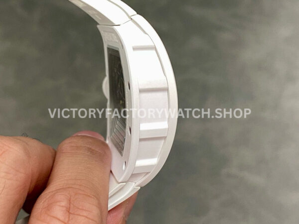 ZF Factory Richard Mille RM 055 42.7mm White Ceramic White Rubber Strap Skeletonized White Dial