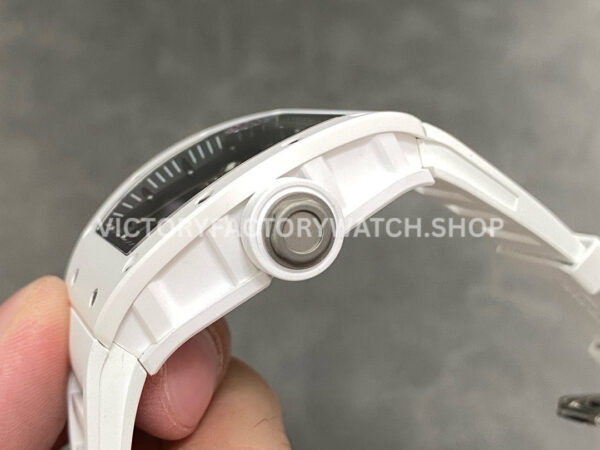 ZF Factory Richard Mille RM 055 42.7mm White Ceramic White Rubber Strap Skeletonized White Dial