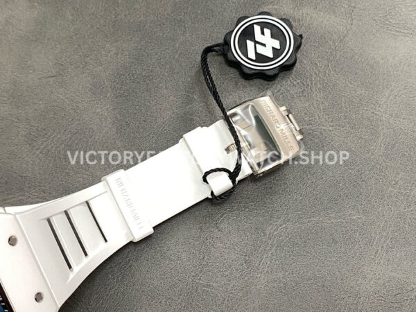 ZF Factory Richard Mille RM 055 42.7mm White Ceramic White Rubber Strap Skeletonized White Dial