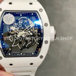 ZF Factory Richard Mille RM 055 white ceramic white rubber strap skeletonized white dial