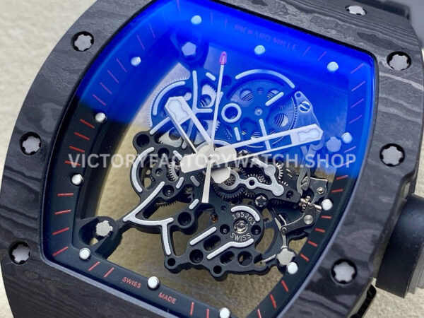 ZF Factory Richard Mille RM 055 42.7mm Titanium Black Rubber Strap Skeletonized Black Dial