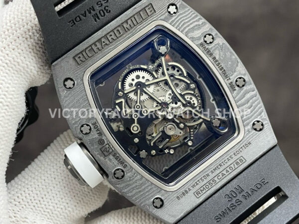 ZF Factory Richard Mille RM 055 42.7mm Titanium Black Rubber Strap Skeletonized White Dial