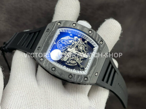 ZF Factory Richard Mille RM 055 42.7mm Titanium Black Rubber Strap Skeletonized White Dial