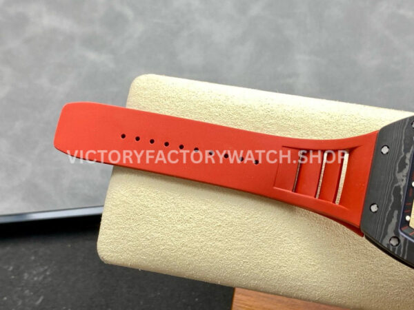 ZF Factory Richard Mille RM 055 42.7mm Titanium Red Rubber Strap Skeletonized Black Dial