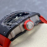ZF Factory Richard Mille RM 055 42.7mm Titanium Red Rubber Strap Skeletonized Black Dial