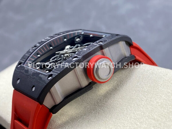 ZF Factory Richard Mille RM 055 42.7mm Titanium Red Rubber Strap Skeletonized Black Dial
