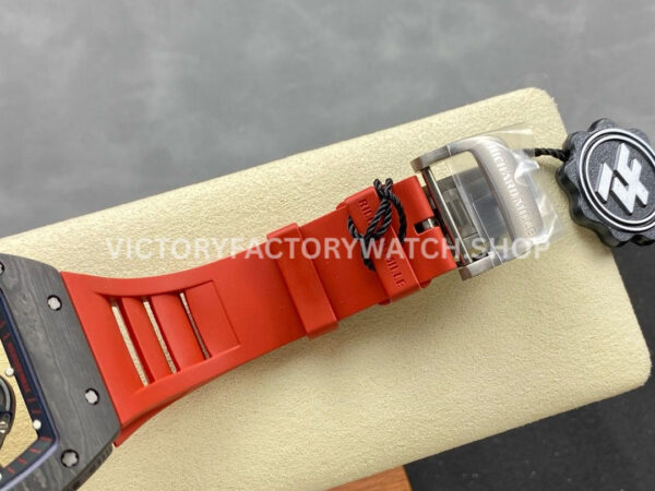 ZF Factory Richard Mille RM 055 42.7mm Titanium Red Rubber Strap Skeletonized Black Dial