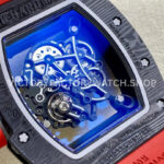 ZF Factory Richard Mille RM 055 42.7mm Titanium Red Rubber Strap Skeletonized Black Dial