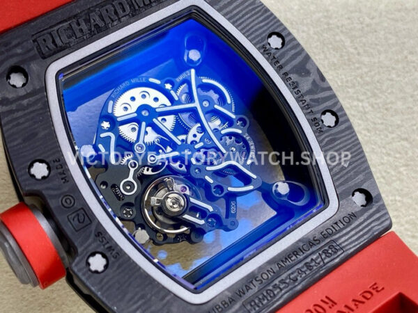 ZF Factory Richard Mille RM 055 42.7mm Titanium Red Rubber Strap Skeletonized Black Dial