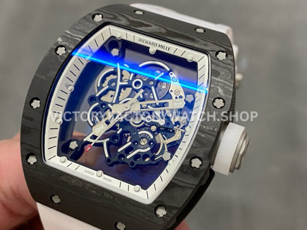 ZF Factory Richard Mille RM 055 42.7mm Titanium White Rubber Strap Skeletonized White Dial (6) ZF Factory Richard Mille RM 055 42.7mm Titanium White Rubber Strap Skeletonized White Dial