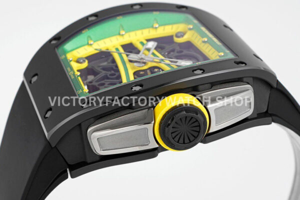 ZF Factory Richard Mille RM 061-01 Yohan Blake 42.7mm Black Ceramic Black Rubber Strap Skeletonized Green Dial (1) ZF Factory Richard Mille RM 61-01 Yohan Blake 42.7mm Black Ceramic Black Rubber Strap Skeletonized Green Dial