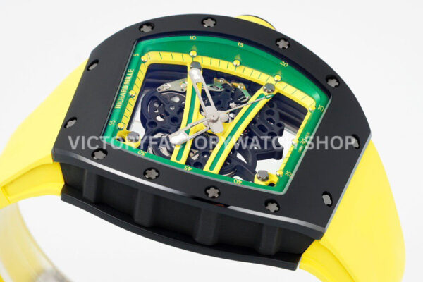 ZF Factory Richard Mille RM 61-01 Yohan Blake 42.7mm Black Ceramic Yellow Rubber Strap Skeletonized Green Dial