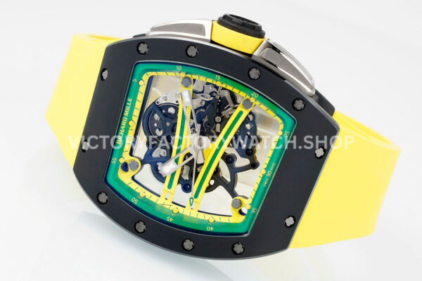 ZF Factory Richard Mille RM 61-01 Yohan Blake 42.7mm Black Ceramic Yellow Rubber Strap Skeletonized Green Dial