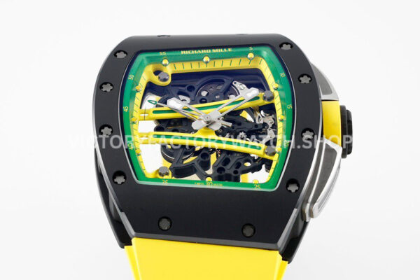 ZF Factory Richard Mille RM 61-01 Yohan Blake 42.7mm Black Ceramic Yellow Rubber Strap Skeletonized Green Dial