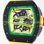 ZF Factory Richard Mille RM 61-01 Yohan Blake 42.7mm Black Ceramic Yellow Rubber Strap Skeletonized Green Dial