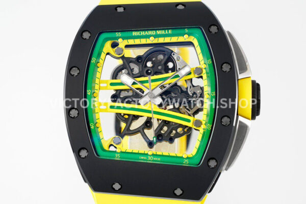 ZF Factory Richard Mille RM 61-01 Yohan Blake 42.7mm Black Ceramic Yellow Rubber Strap Skeletonized Green Dial